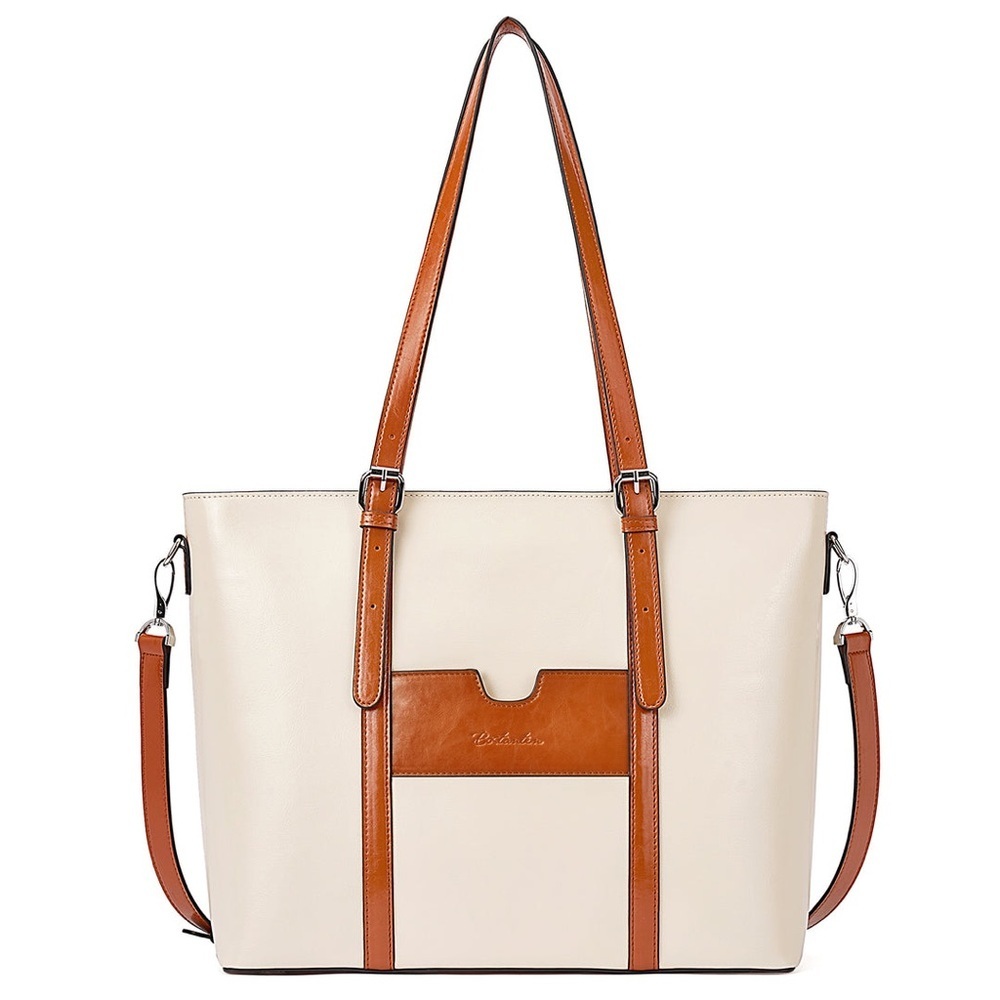 BOSTANTEN Carol Leather Briefcase Vintage Tote - 15.6" Laptop Bag - Picture 3 of 16